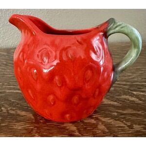 Vintage Metlox Poppytrail California Pottery Ceramic Red Strawberry Creamer